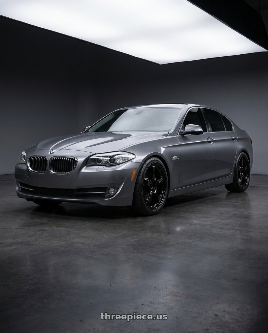 2016 BMW 5 Series F10 with Gram Lights 57CR 5x120 19x9.5+25 Glossy Black wheels