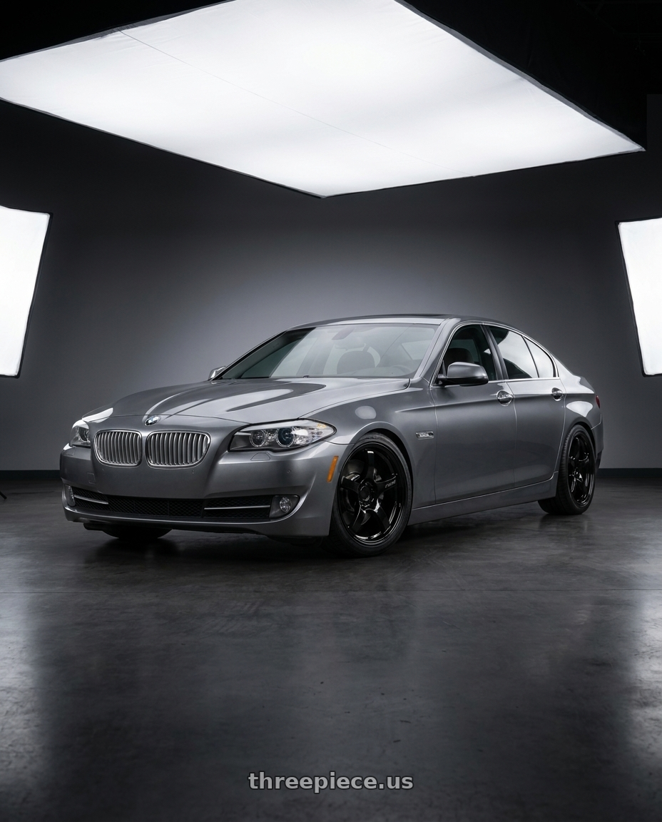 2016 BMW 5 Series F10 with Gram Lights 57CR 5x120 19x10.5+22 Glossy Black wheels