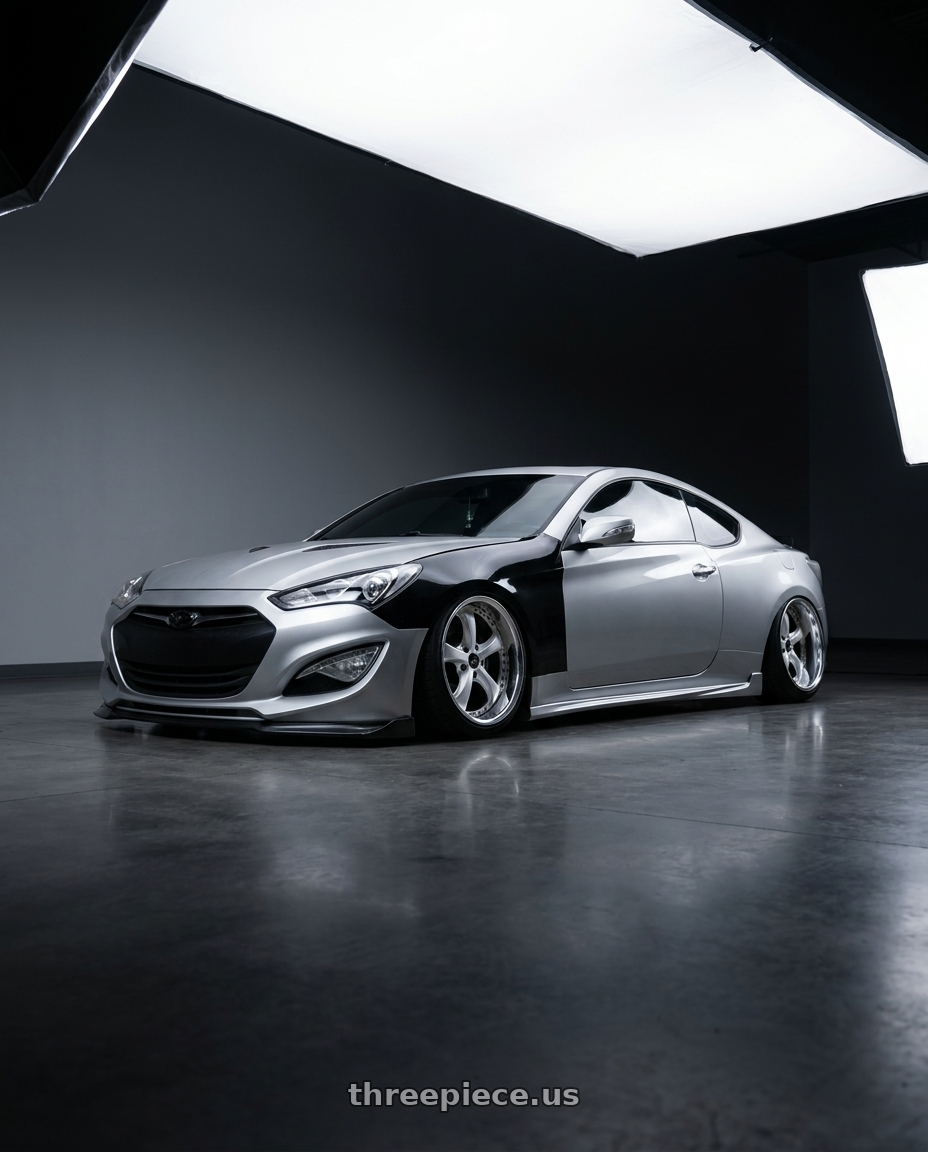 2013 hyundai genesis coupe with Work Wheels VS-KF 5X114.3 19x10.5-54 Brilliant Silver Black L Disk FULL REVERSE wheels