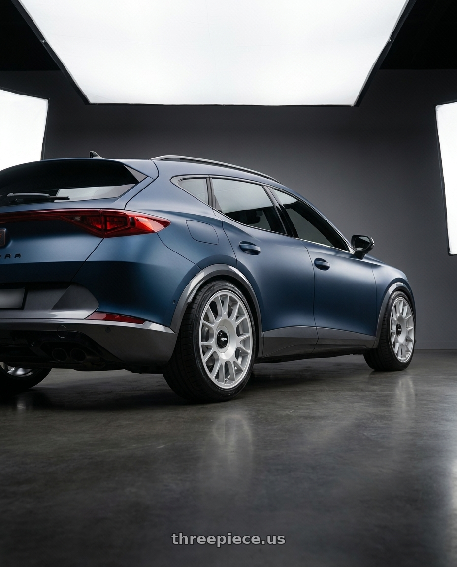 2022 Cupra Formentor with Rotiform 1PC R188 TUF-R 5X108/5X120 19X8.5 +45 SILVER wheels rear three quarter view square tires