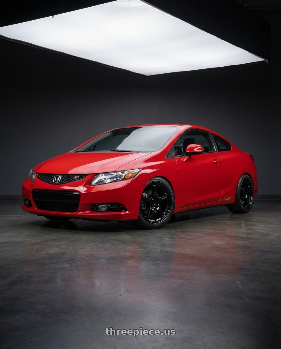 2011 Honda Civic Si with Gram Lights 57CR 5x114.3 17x9+12 Glossy Black wheels