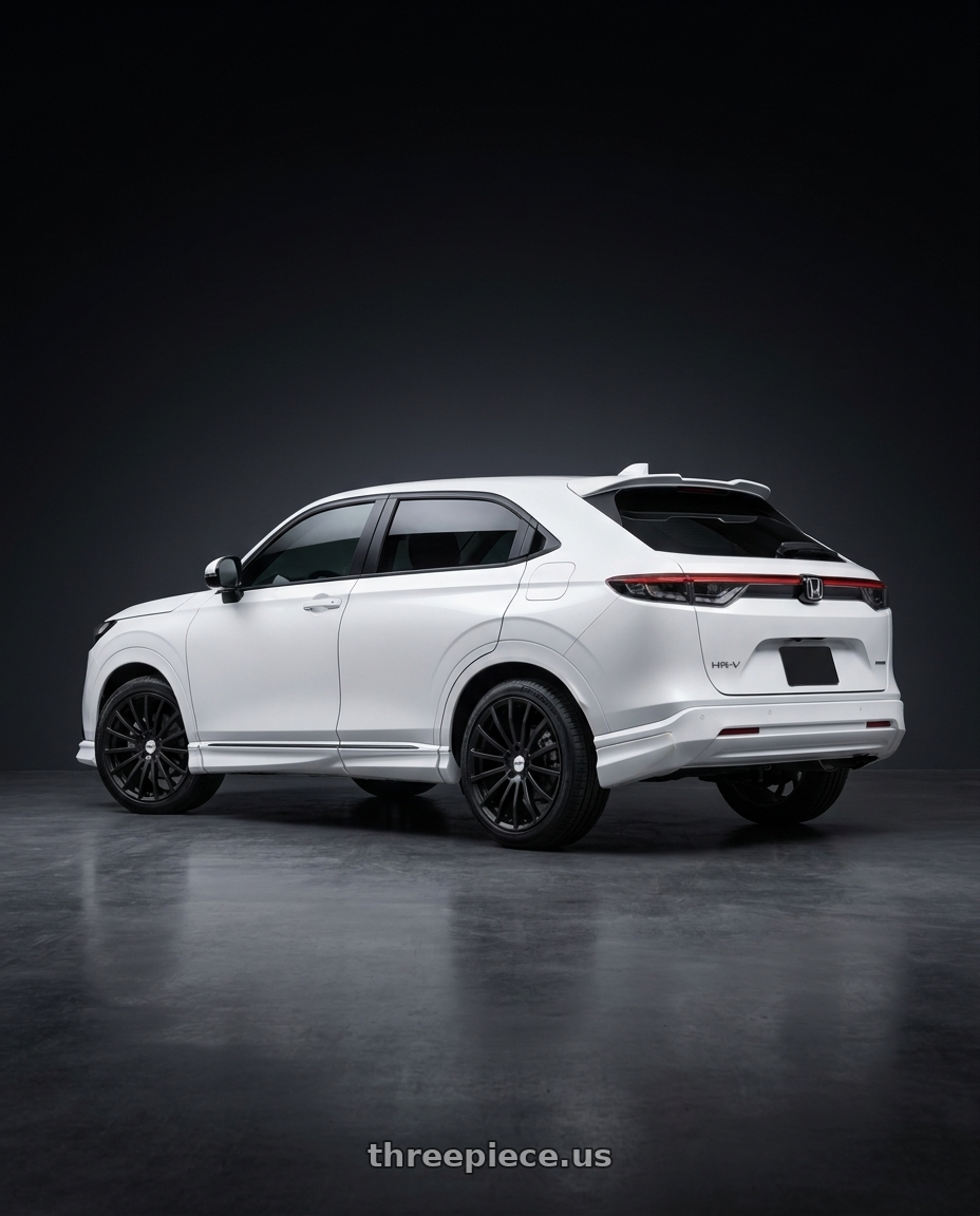 2022 honda hrv with TSW MALLORY 5X114.3 19X8 +40 MATTE BLACK wheels rear three quarter view square tires