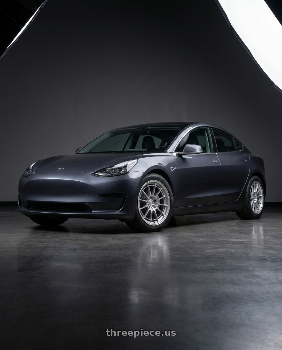 2019 tesla model 3 with Enkei NT03+M 5x114.3 18x8.5+38 Silver wheels