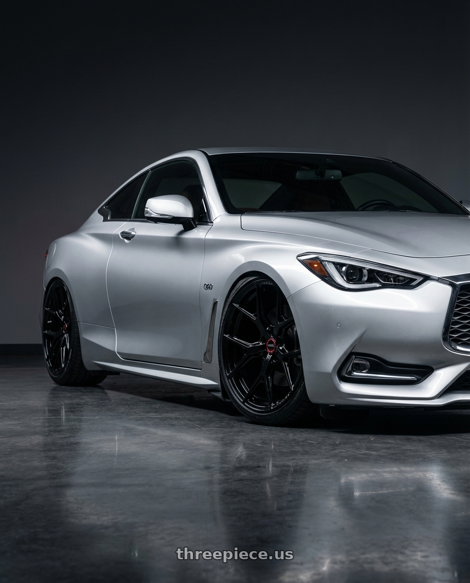 2020 Infiniti Q60 with Vossen HF-5 20x9.5 / 5x114.3 / ET25 / Deep Face / 73.1 -GB - Gloss Black Wheel - HF5-0N07 wheels