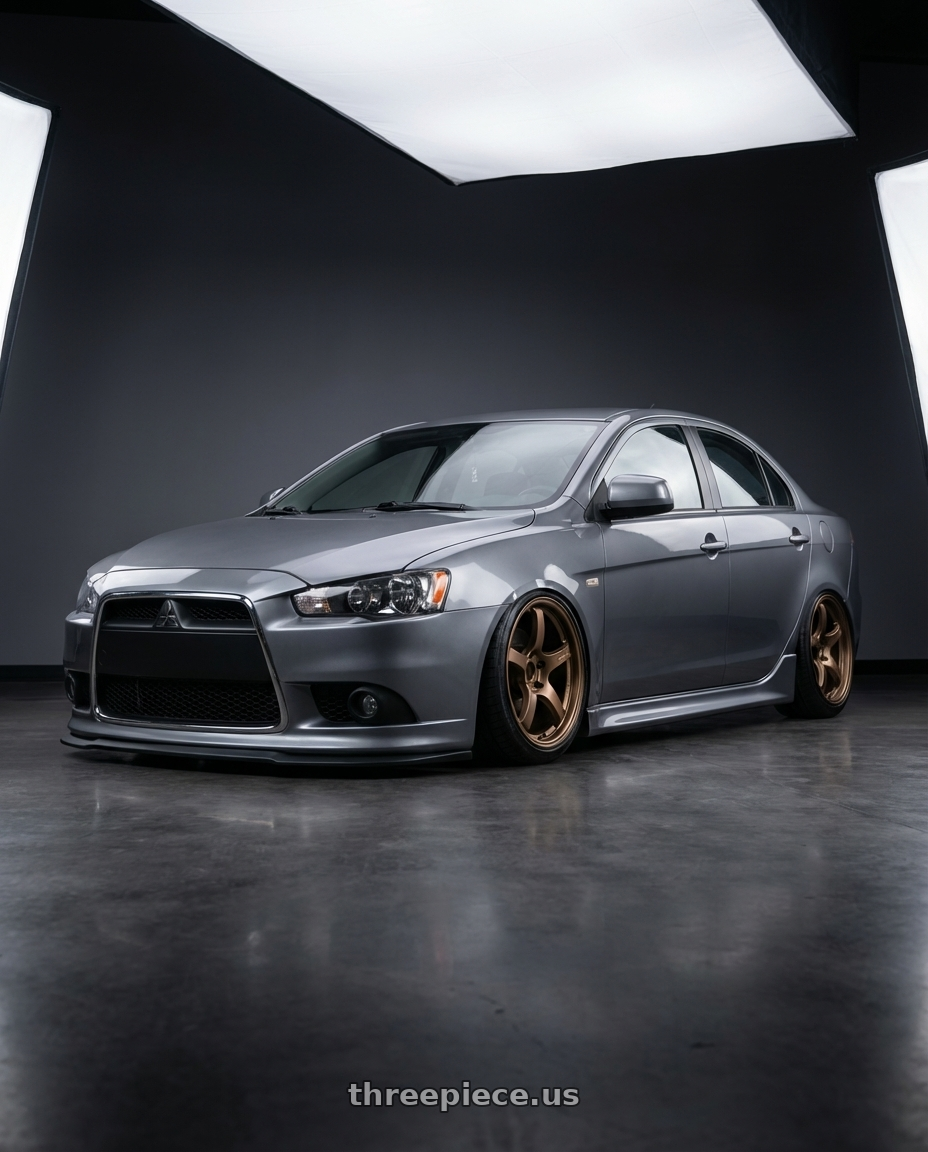 2014 Mitsubishi Lancer Ralliart with Gram Lights 57CR 5x114.3 18x9.5+38 Bronze II wheels
