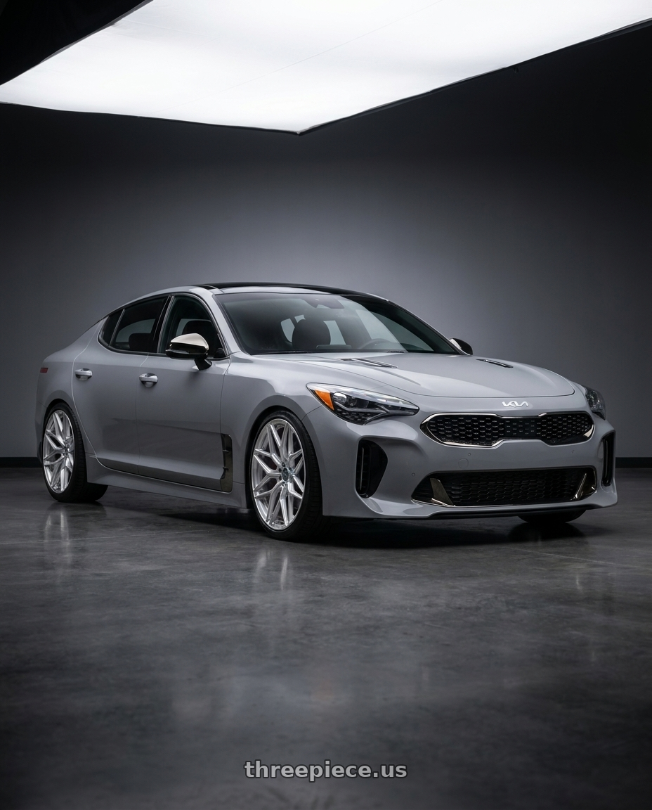 2023 Kia stinger gt2 with MV Forged MVF2 5x114.3 20x9.5 +40 Diamond Silver wheels