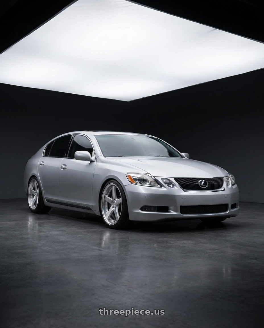 2006 Lexus gs300 with Work Gnosis Gr203 5x114.3 19x8.5+45 O Disk Brush Silver Clear wheels