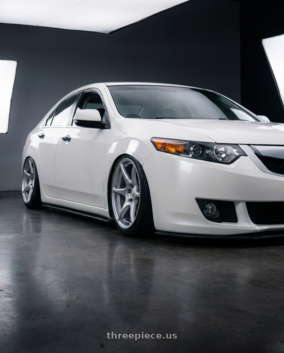 2013 Acura TSX with Kansei K11S Tandem 5x114.3 19x9.5 22 Hyper Silver wheels