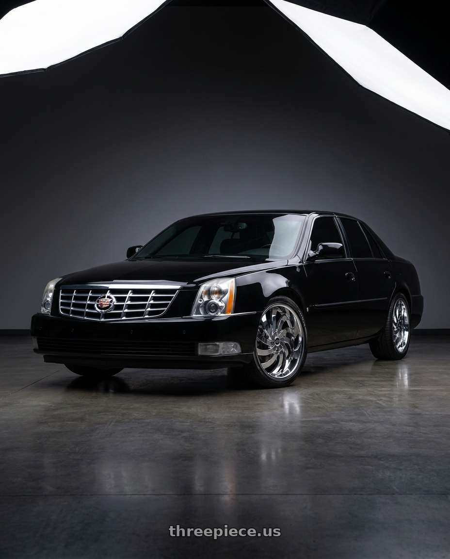 2009 cadillac dts platinum black with Strada FLAME 5x114.3 / 5x120 20x8.5 35MM Chrome wheels
