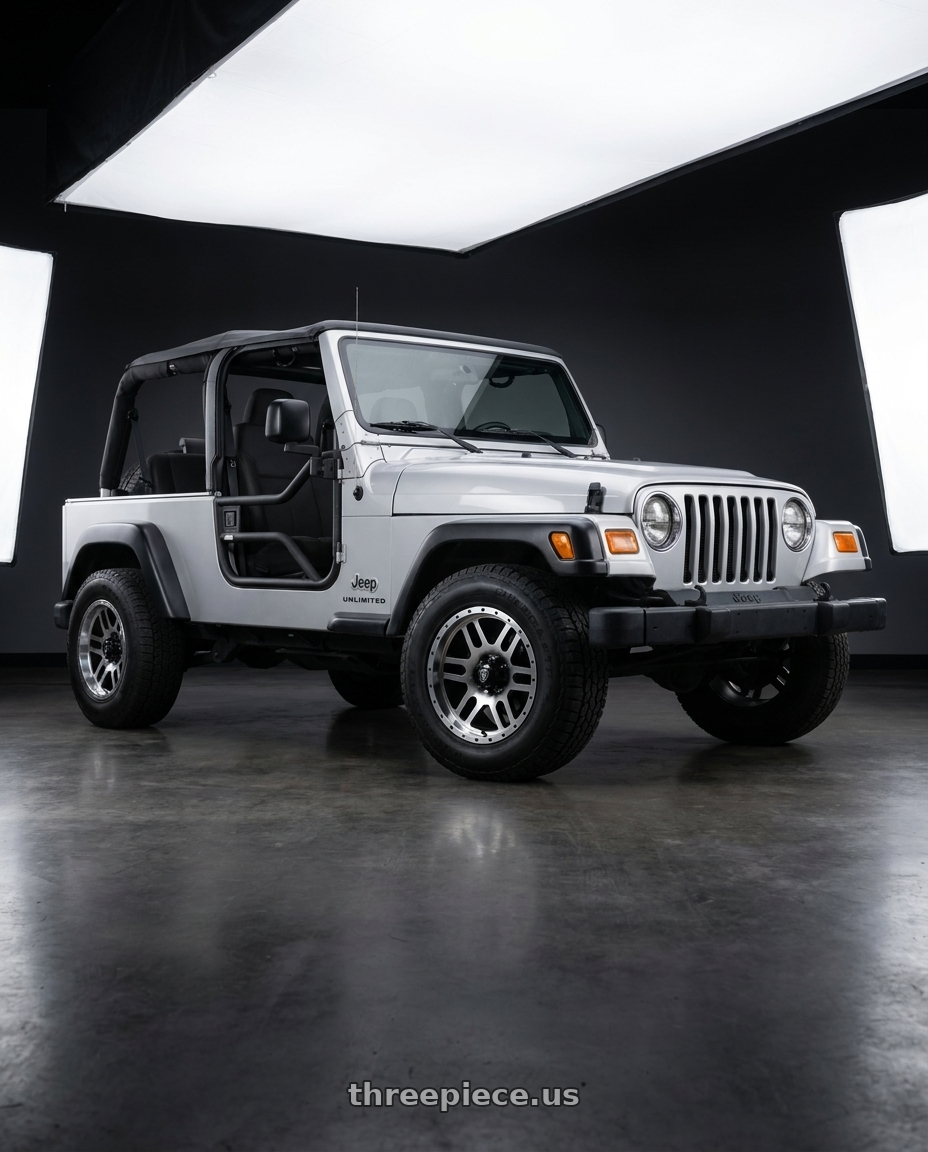 2005 jeep wrangler unlimited with WHITE DIAMOND W3244 5x114.3 17x8-10 BLACK / MACHINED wheels