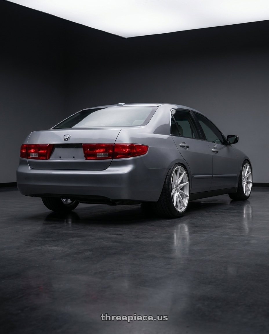 2005 Honda Accord Lx with Brada Wheels CX2 5x114.3 19x10 +30 Brushed Hyper Silver wheels rear three quarter view square tires