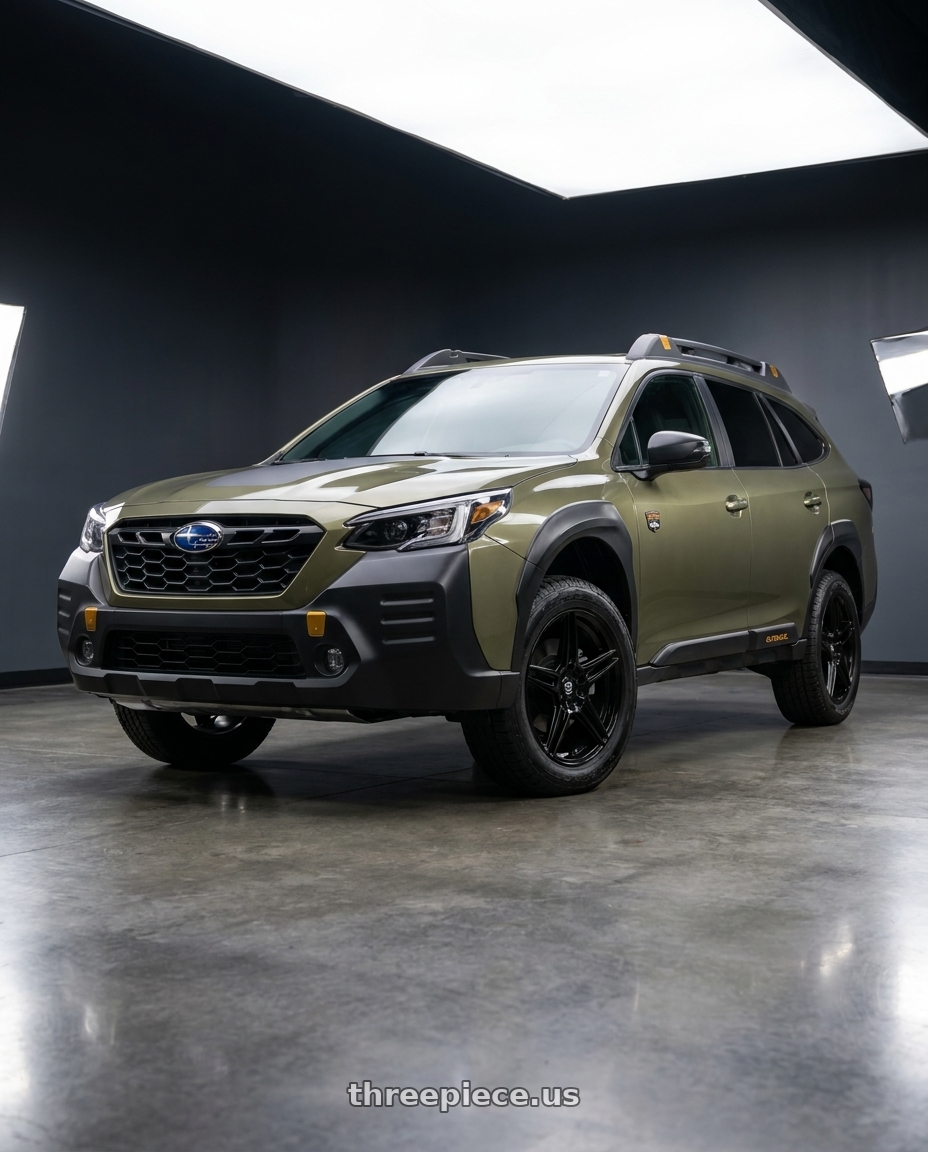 2023 subaru outback wilderness with Edge Street 354B 5x114.3 / 5x120 17x7.5 +40 Gloss Black wheels