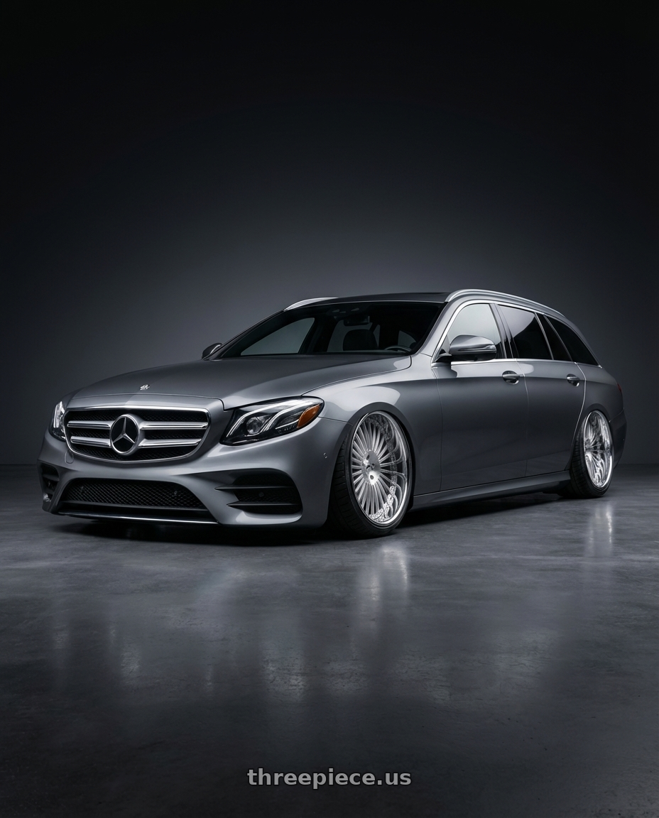 mercedes e300de 2020 with Amani R.E.A.L. 5x112/5x120 22x9 +32 Brush Center Chrome Lip wheels