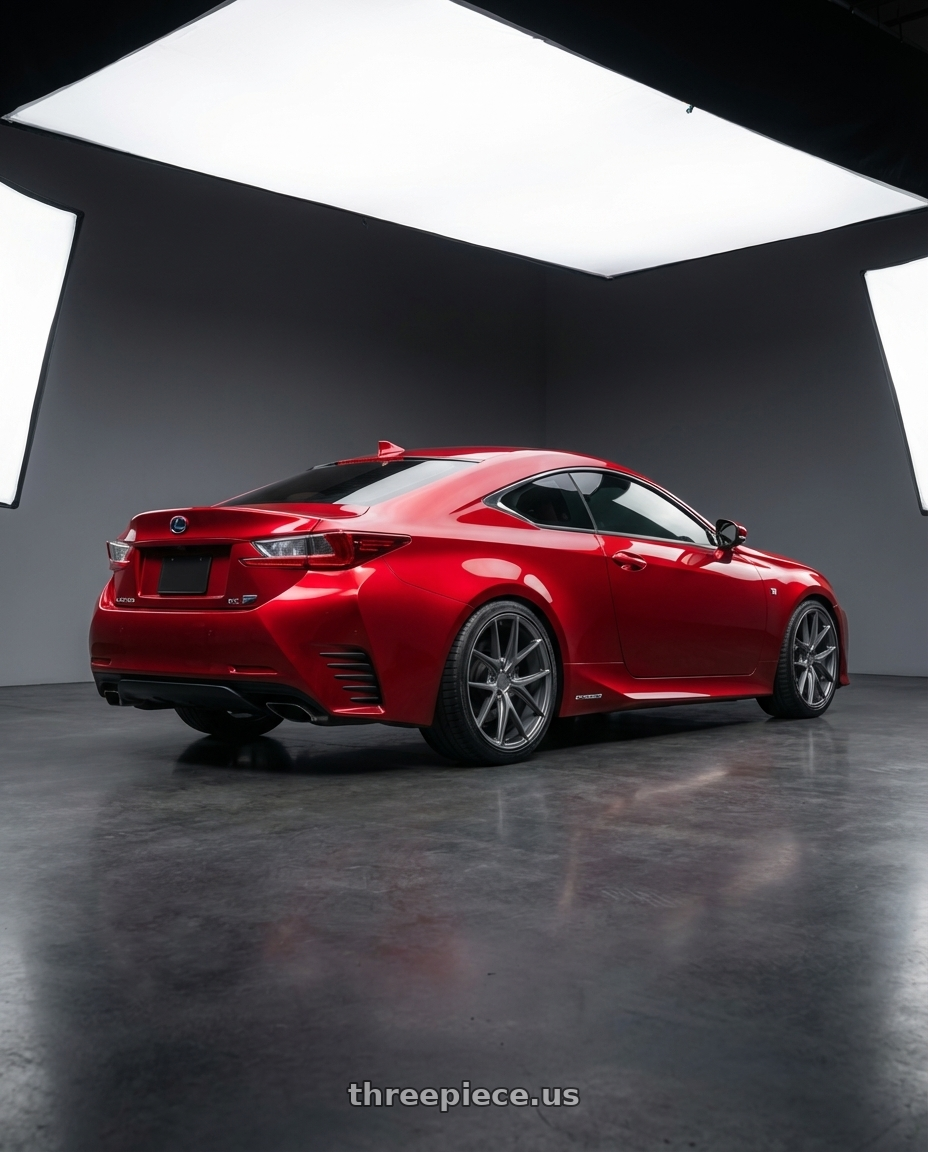2018 Lexus RC F with Niche 1PC M116 MISANO 5X114.3 19X9.5 +35 MATTE GUN METAL wheels rear three quarter view square tires