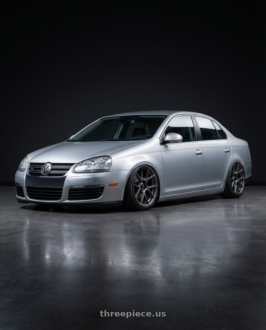 2009 Volkswagen Jetta GLI MK5 with Konig Ampliform 5x112 18x8.5+43 Dark Metallic Graphite wheels