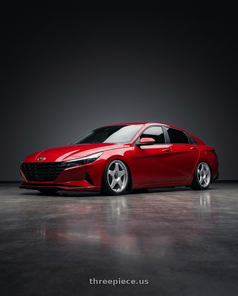 2021 Hyundai Elantra SEL scarlet with fifteen52 CHICANE 5x114.3 / 5x100 18x8.5 +35 SPEED SILVER (GLOSS SILVER) wheels
