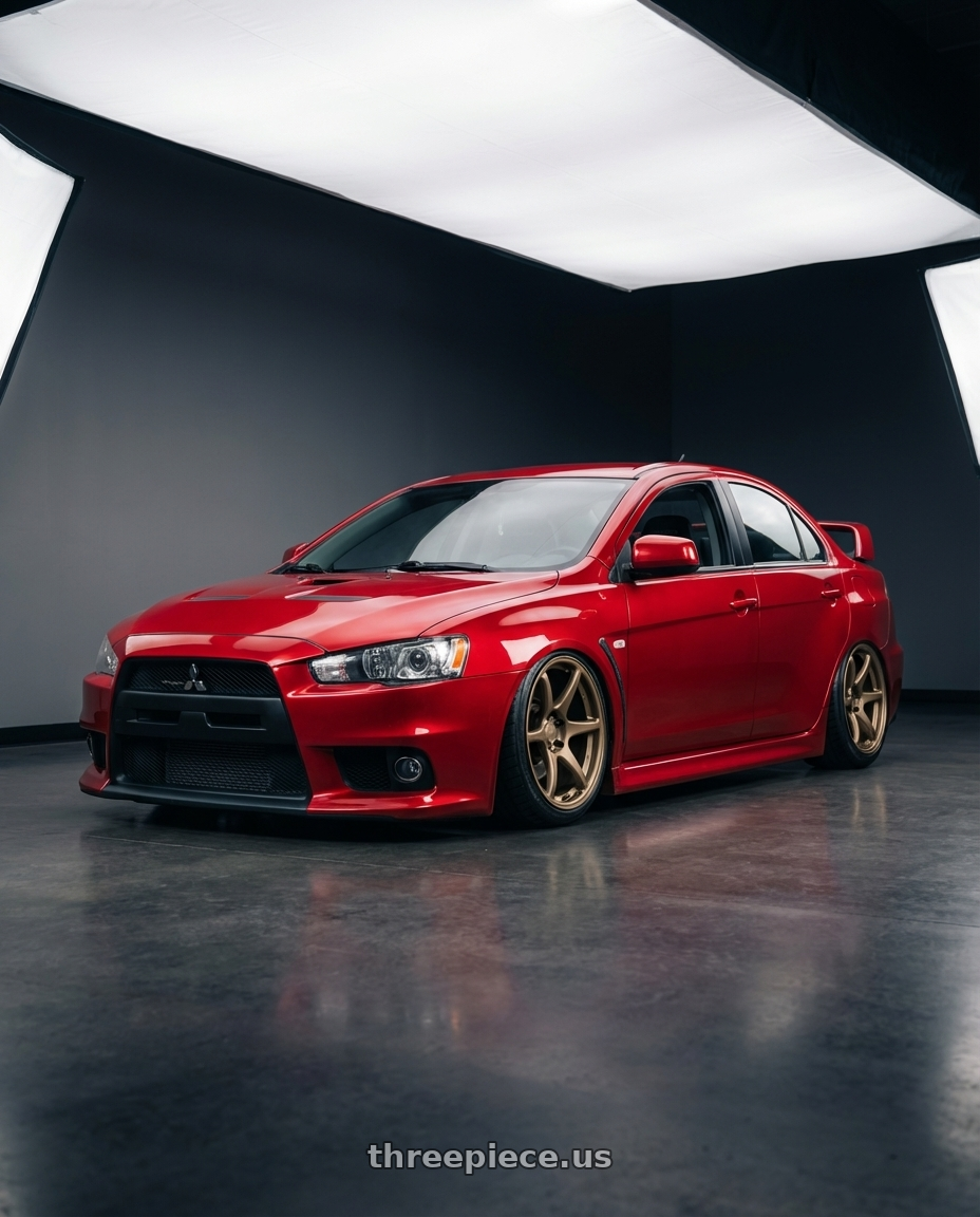 2012 Mitsubishi Lancer Evo X with Kansei K11B Tandem 5x114.3 18x9.5 22 Bronze wheels