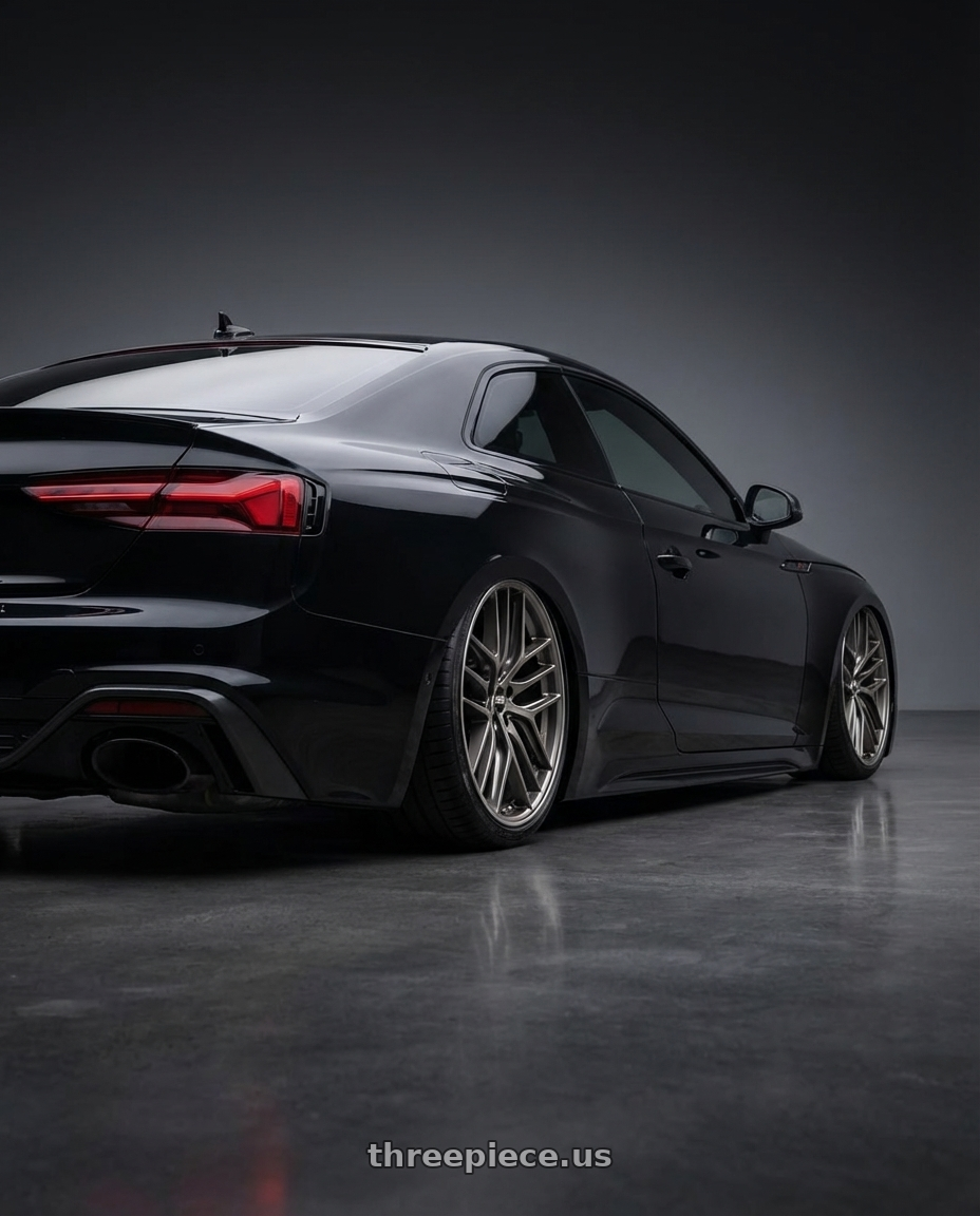 2022 Audi RS5 with BBS CC-R 5x112 20x9.5+20 Satin Platinum wheels rear three quarter view slight stretch tires