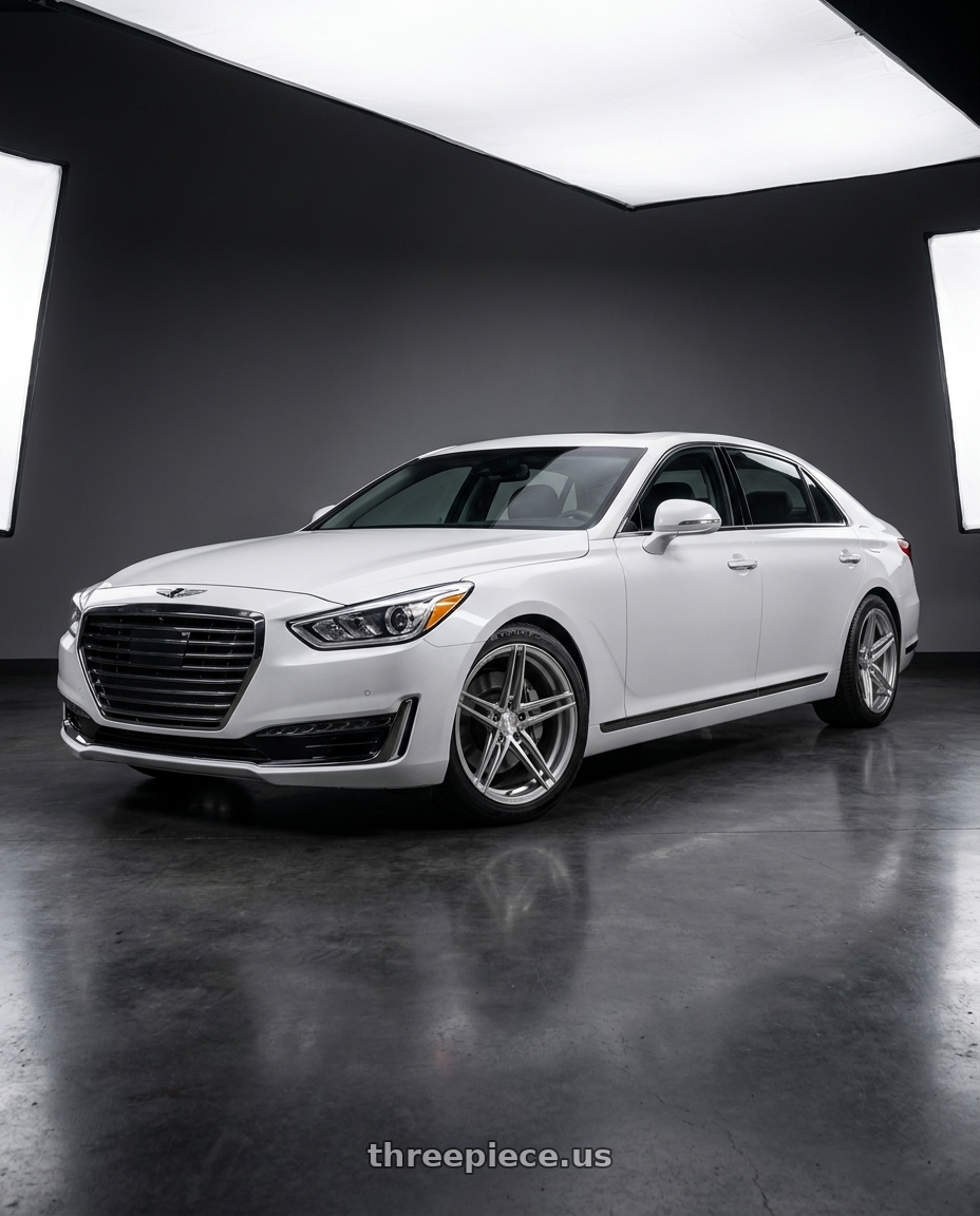 2018 genesis g90 ultimate with Rohana RFX15 5x114.3 20x10+40 Brushed Titanium wheels
