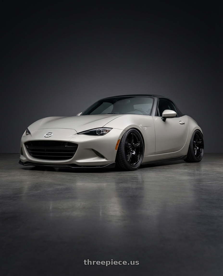 2021 Mazda MX-5 Miata ND with Gram Lights 57CR 5x114.3 17x9+22 Glossy Black wheels