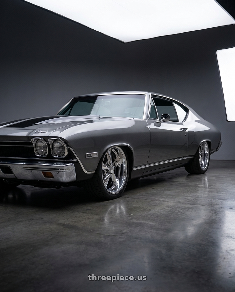 1968 Chevrolet Chevelle SS396 with Boyd Coddington BC1P Junkyard Dog 5x120.65 15x8 +0 High Polish wheels