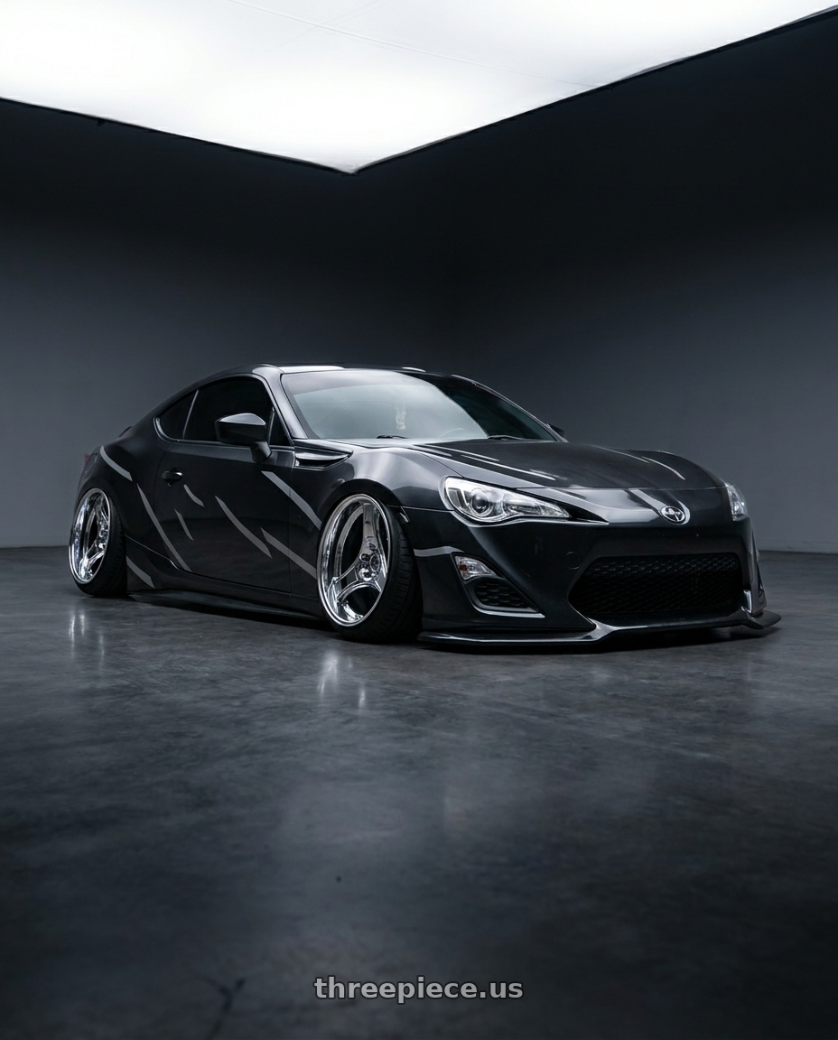 2013 Scion frs with HERITAGE WHEEL BUSHIDO MONOC 5x100 18x9.5 +12 CHROME wheels