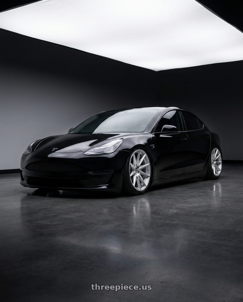 2021 tesla model 3 with Brada Wheels CX2 5x112 19x11 +15 Brushed Hyper Silver wheels