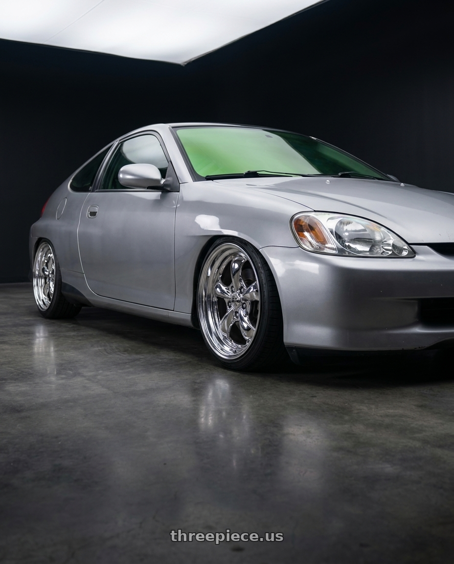 2001 Honda insight  with Work Goocars Hemi 4x100 15x6.5+35 A Disk Bright Buff Finish wheels
