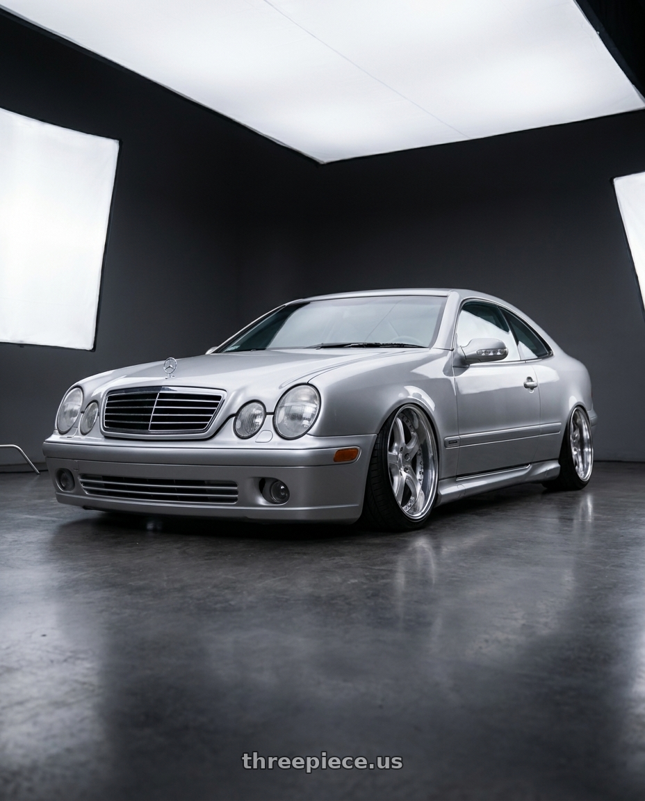 1999 Mercedes CLK320 with Work Gnosis Cvd 5x114.3 19x10+38 W Disk Brush Silver Clear wheels