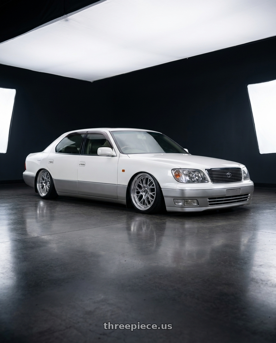 1999 Toyota Celsior with FORMULA AERO SPOKE 5x114.3 19X10+-14 NR Disk Titan Silver wheels