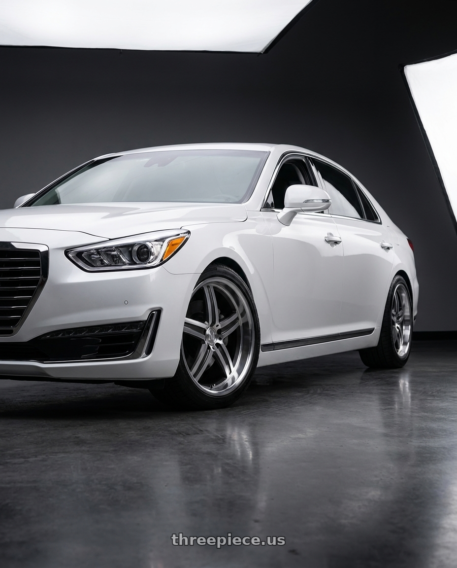 2018 genesis g90 ultimate with Mandrus MANNHEIM 5X112 20X10 +25 GUNMETAL W/ MIRROR CUT FACE & LIP wheels