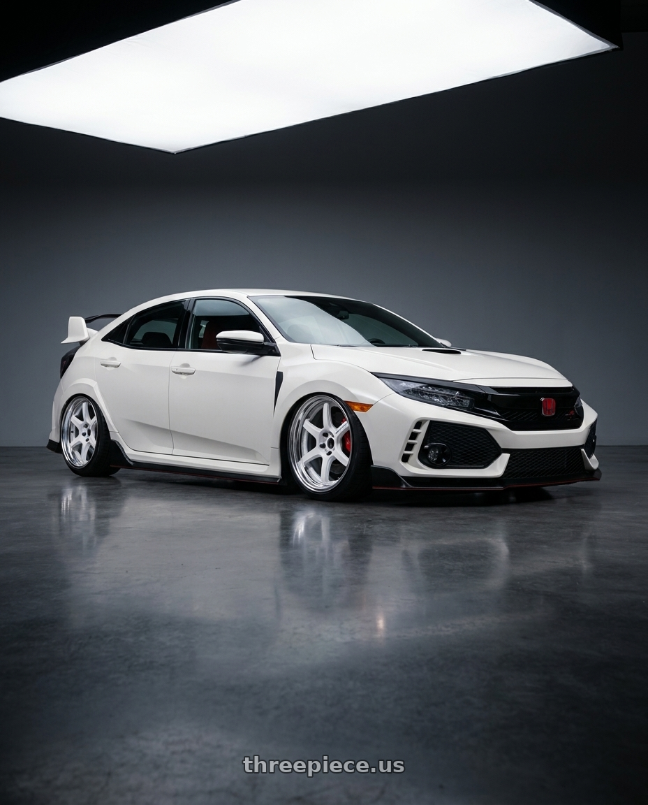 2017 Civic type r with Work T7r 2P 5x108 18x10.0 +38 WHITE wheels