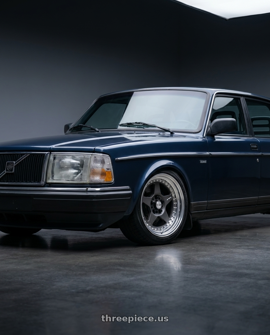 1988 volvo 240 with Work Meister Cr01 5x108 16x7+20 O Disk Matte Gunmetal wheels