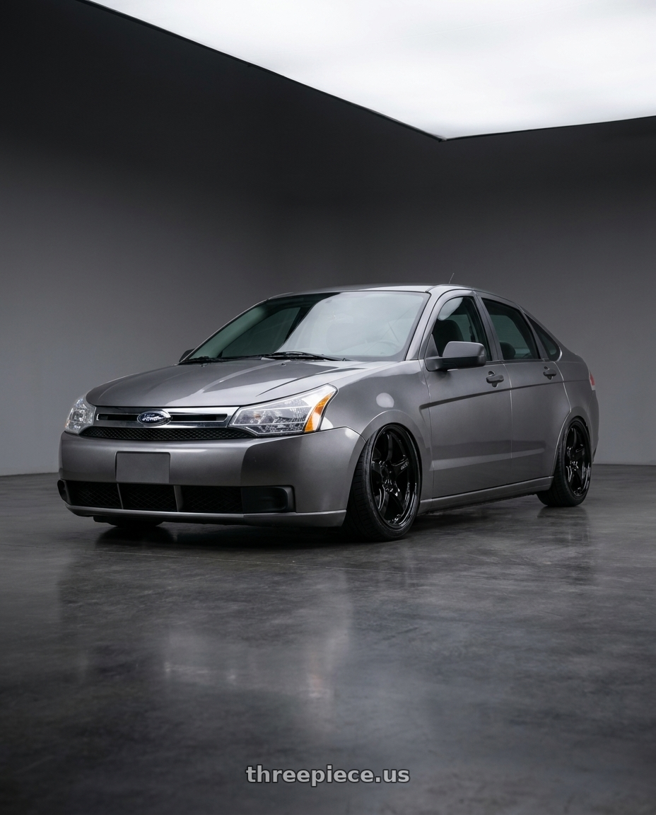 2008 Ford Focus with Gram Lights 57CR 5x112 19x10.5+22 Glossy Black wheels