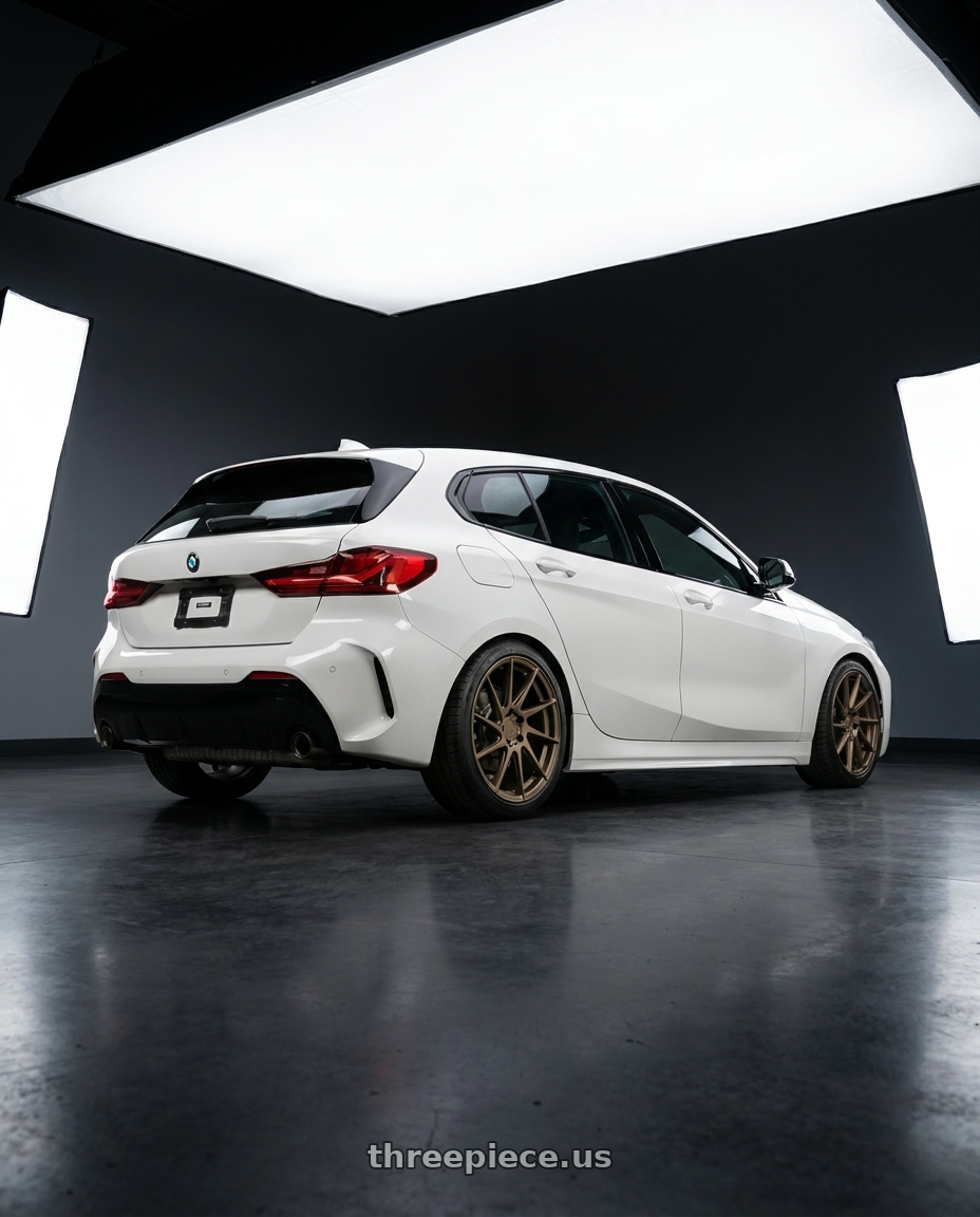 2021 Bmw F40 with Aodhan AH09 5x112 18x8.5 +35 Matte Bronze wheels rear three quarter view square tires