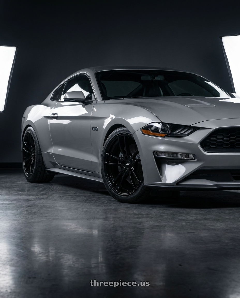 2021 Ford Mustang GT with American Racing AR941 MACH FIVE 5X114.3 19X11 +25 GLOSS BLACK wheels