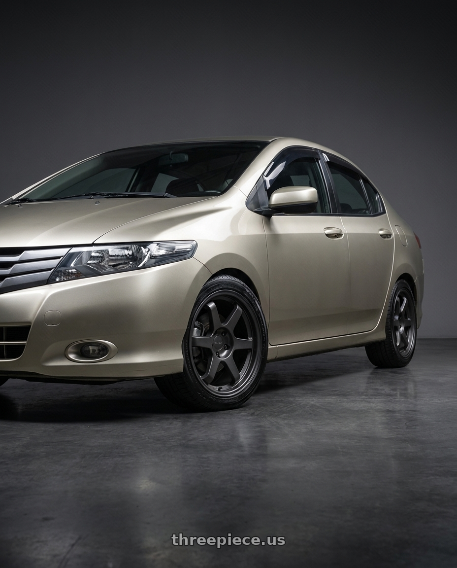 2009 Honda City DX 1 with 9six9 SIX-1 5x114.3 17X8 +25 Carbon Gray wheels