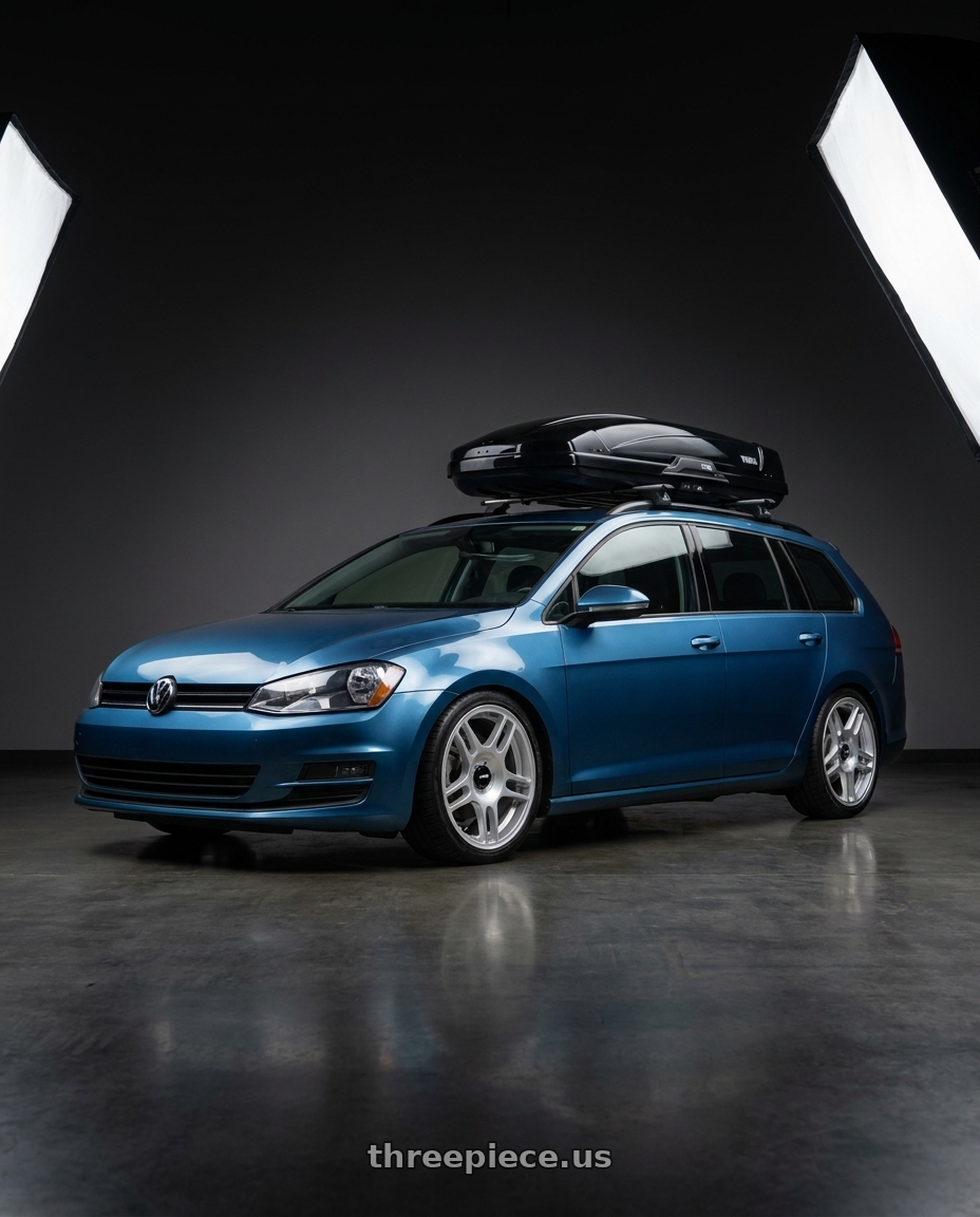 2016 Volkswagen Golf Sportwagon SE Silk Blue Metallic  with Rotiform 1PC R188 TUF-R 5X112/5X114.3 18X8.5 +45 SILVER wheels