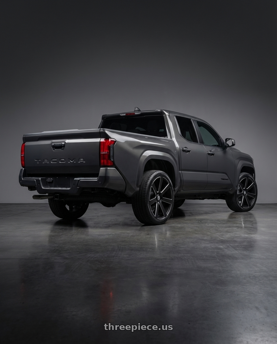 2024 Toyota Tacoma sr trim underground  with Asanti Black ABL-15 APOLLO 5X115 22X9 +15 SATIN BLACK MILLED wheels rear three quarter view square tires