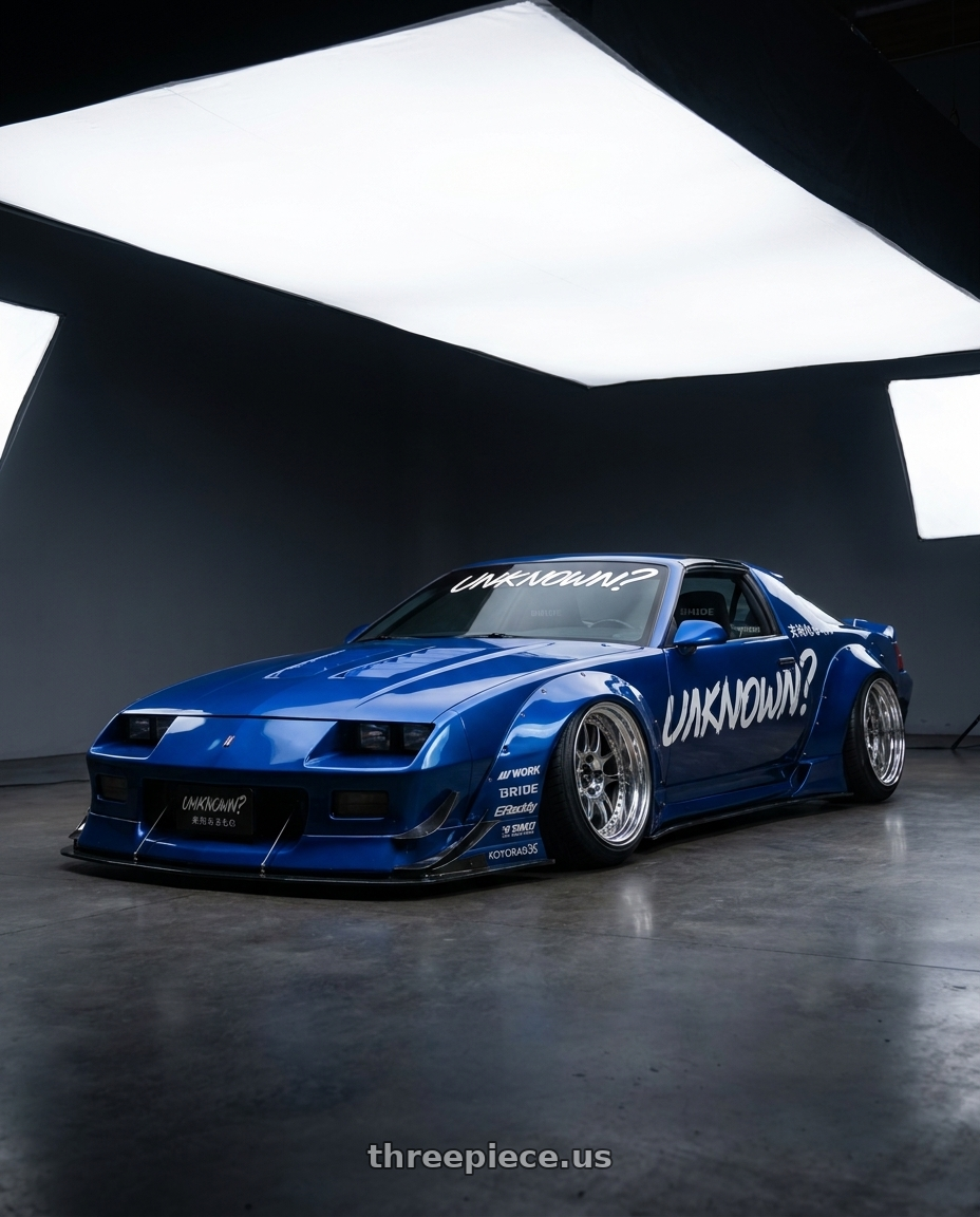 1992 Chevy Camaro D1SL with Work Emotion Cr 3P 5x100 18x10.5+7 R Disk Burning Silver wheels