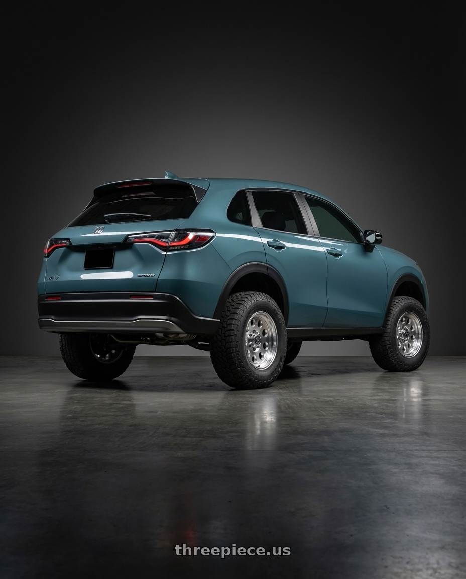 2024 Honda hrv sport  with Level 8 HAULER 5X127 15X6 +0 POLISHED wheels rear three quarter view meaty tires