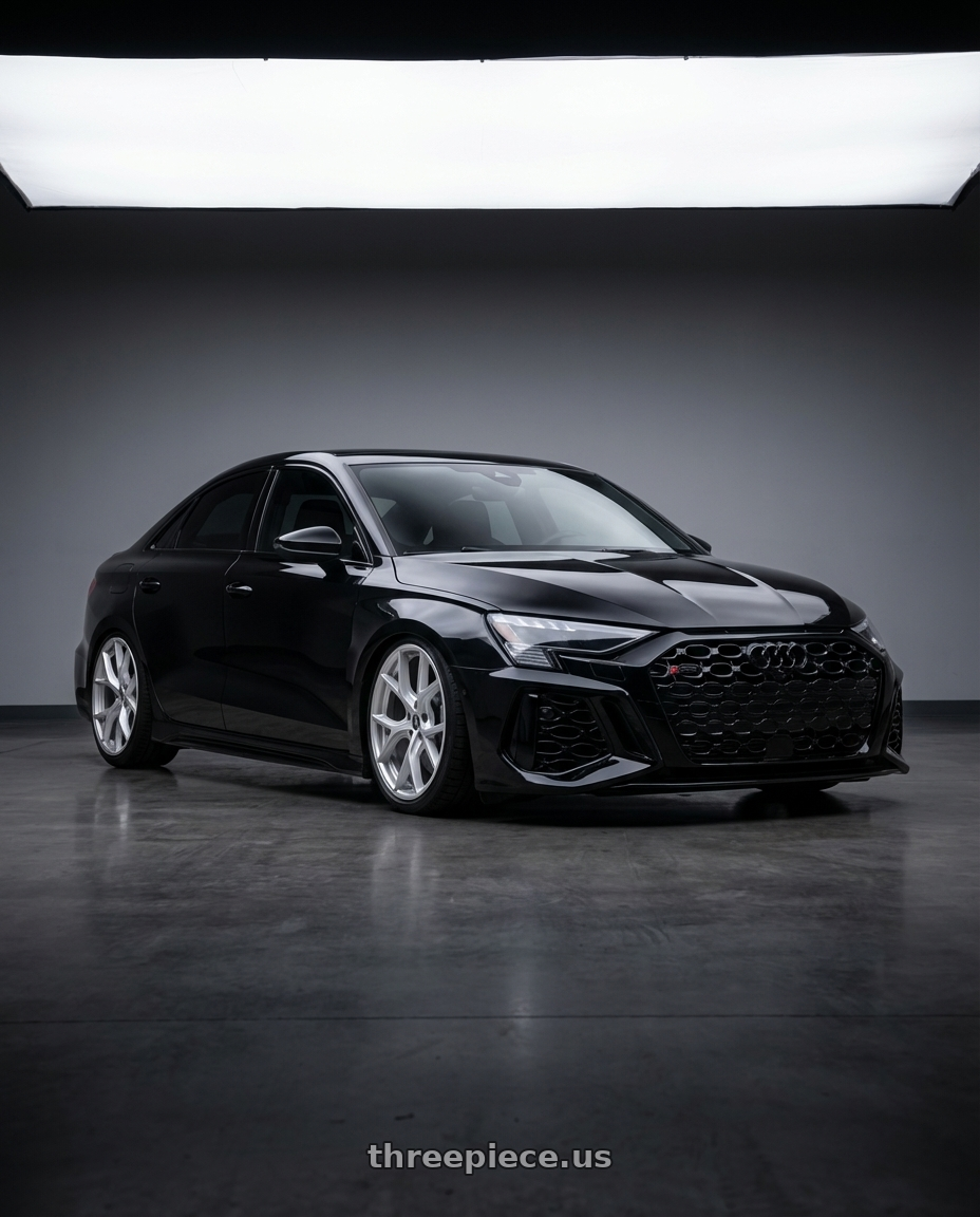 2022 Audi RS3 8Y with Aodhan AFF2 5x112 19x9.5+35 Gloss Silver Machined Face wheels