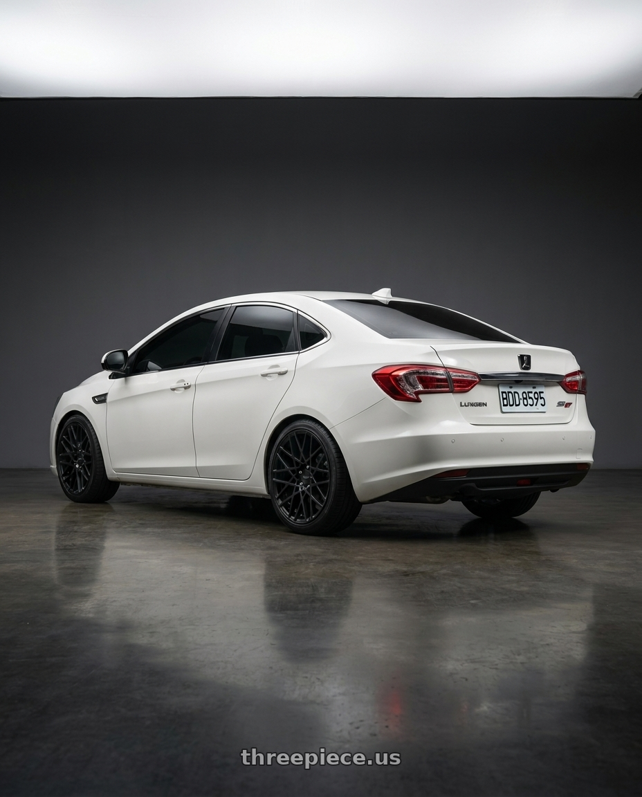 2019 Luxgen S5 GT with Rotiform 1PC R112 BLQ 5X114.3 18X8.5 +45 MATTE BLACK wheels rear three quarter view square tires