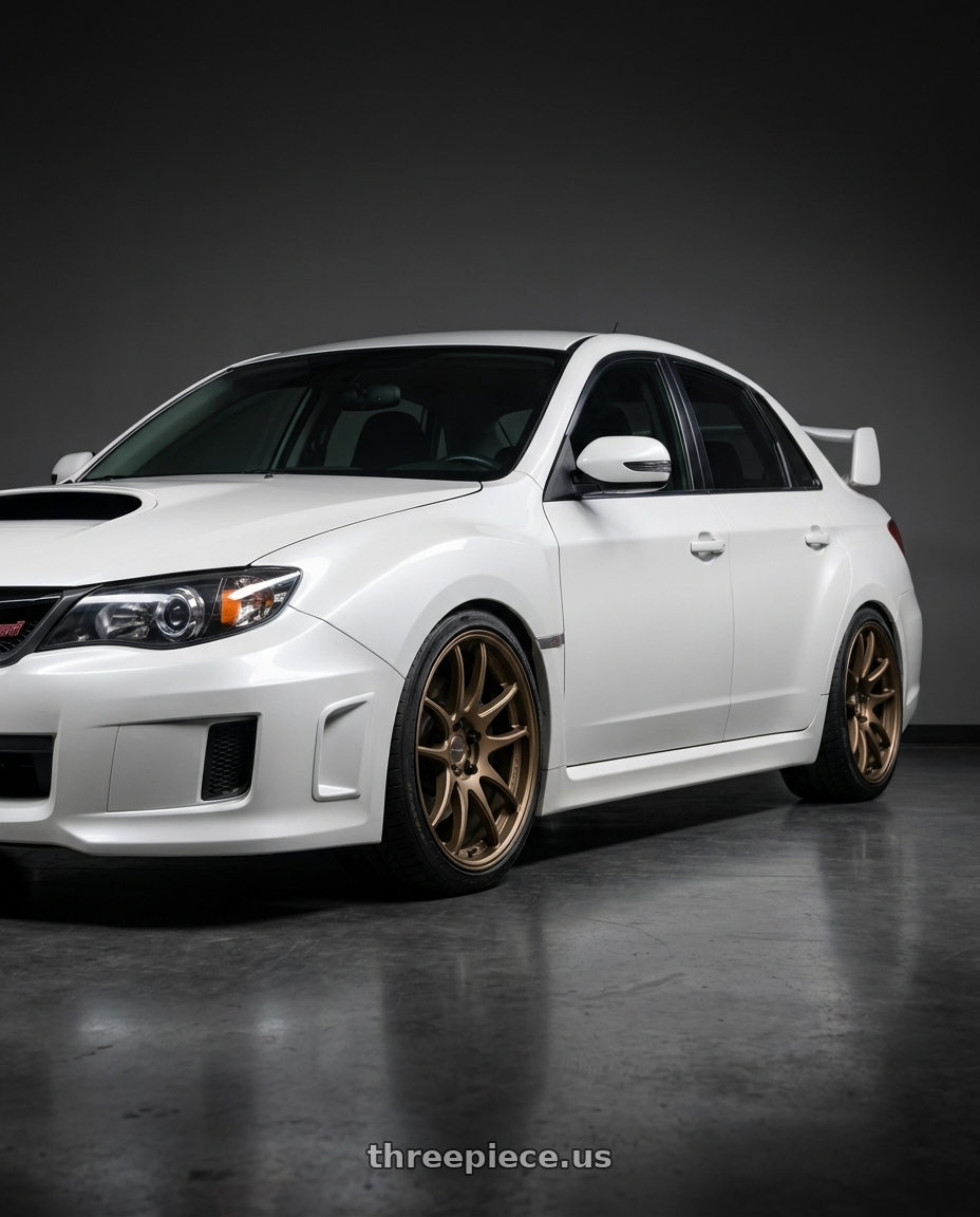 2011 Subaru sti sedan  with Work Cr 2P 5x114.3 19x9.0 +45 Matte Bronze wheels