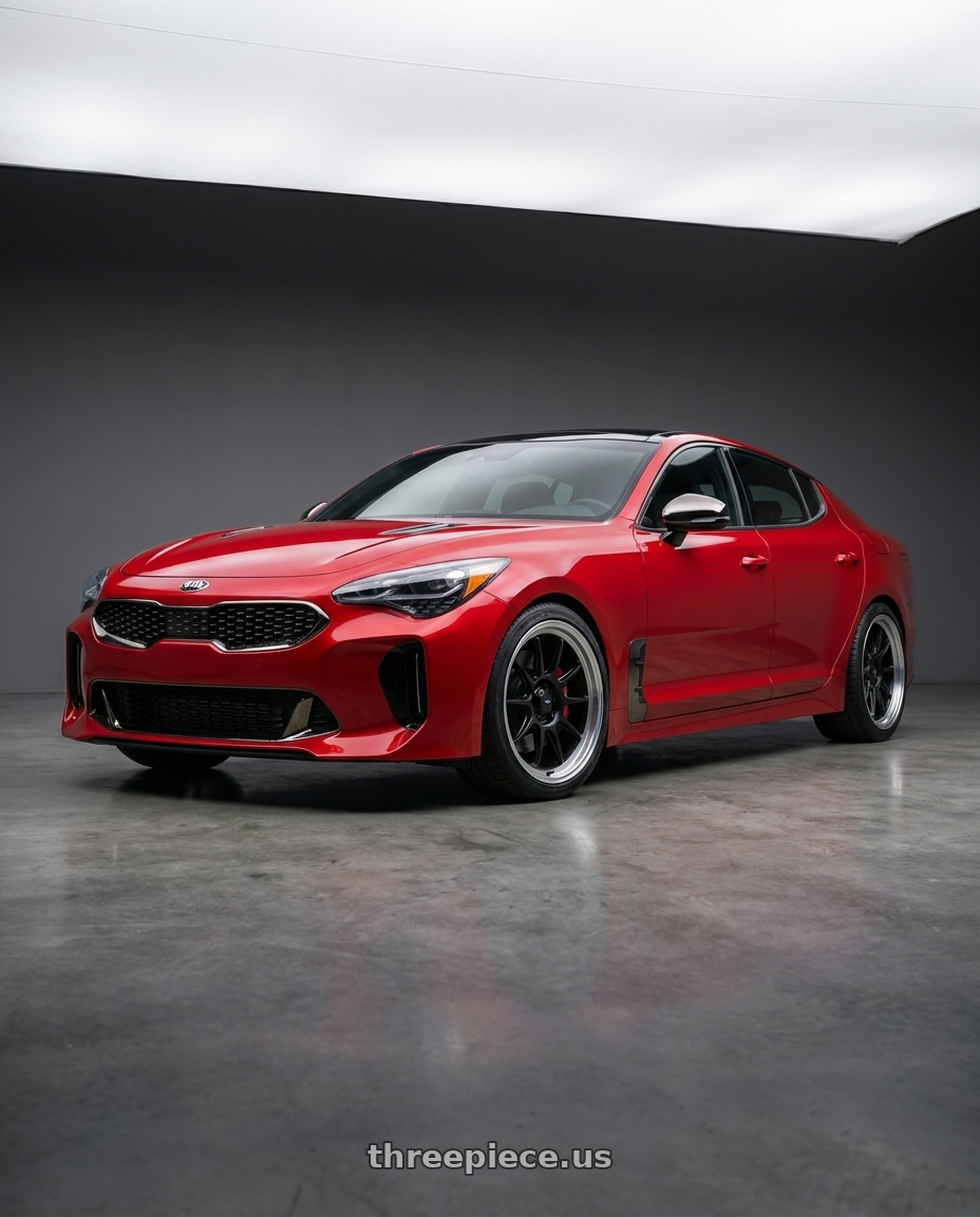 2022 Kia Stinger GT with Konig Countergram 5x114.3 19x10+25 Matte Black / Matte Machined Lip wheels