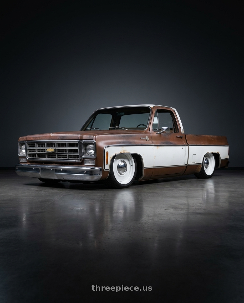 1976 Chevy c10 with Boyd Coddington 61W Smoothie 5X5.00 17x8 0 White wheels