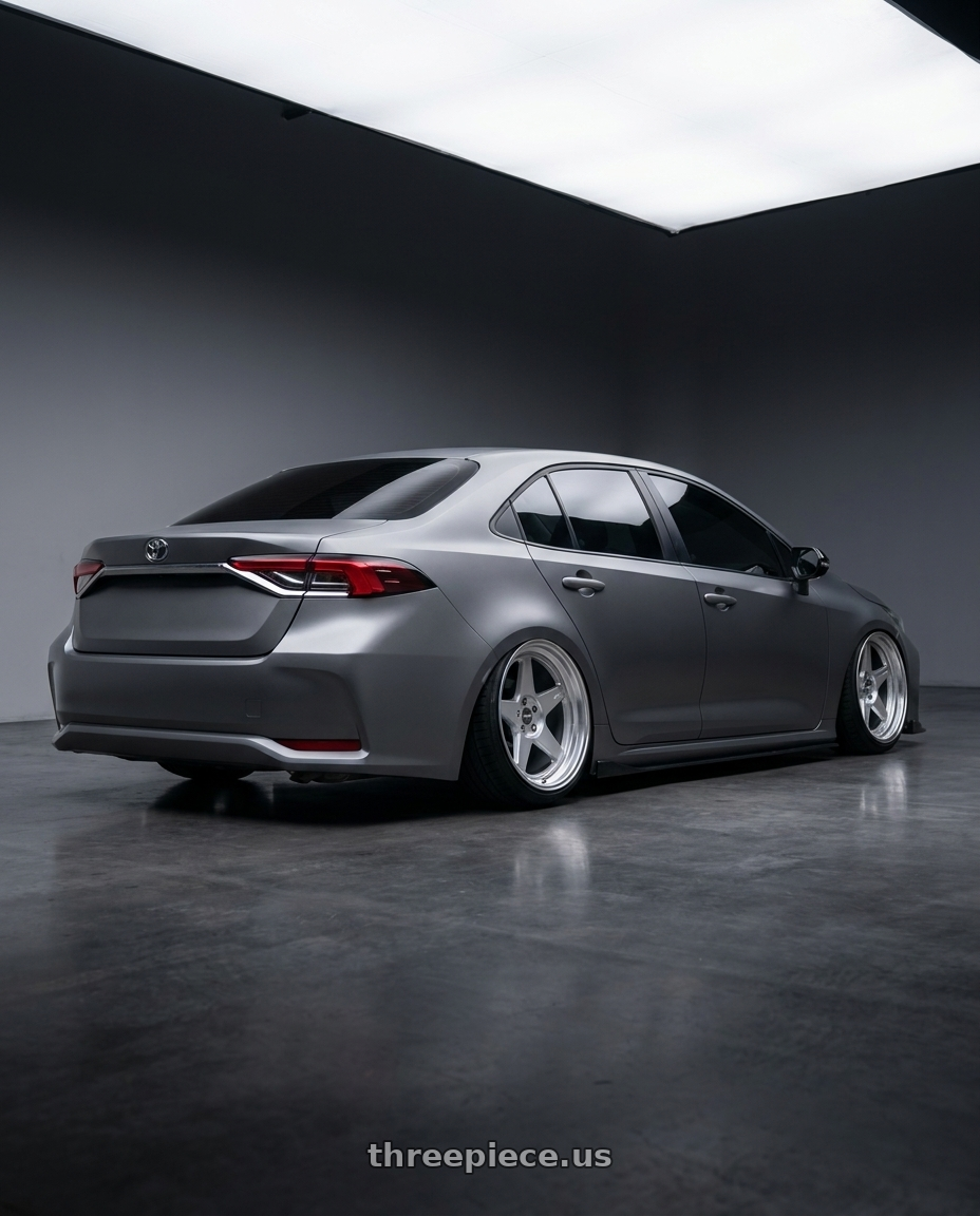 2022 Toyota altis with ESR Wheels CR SERIES CR5 5x108 19x10 +25 Hyper Silver wheels rear three quarter view extreme stretch tires