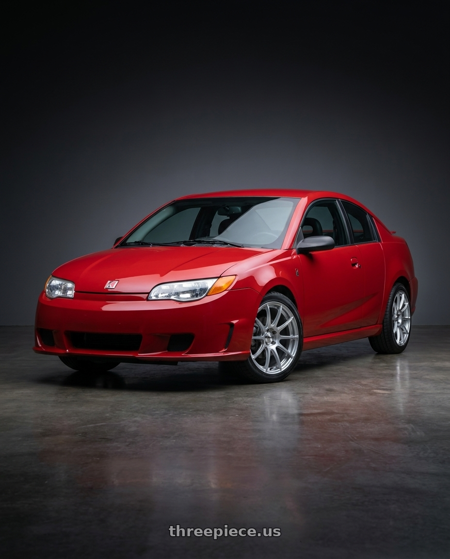 2005 Saturn Ion Redline Chili Pepper Red with Maxxim 10S Winner 5X110/5X115 17x7 +40 Full Silver wheels