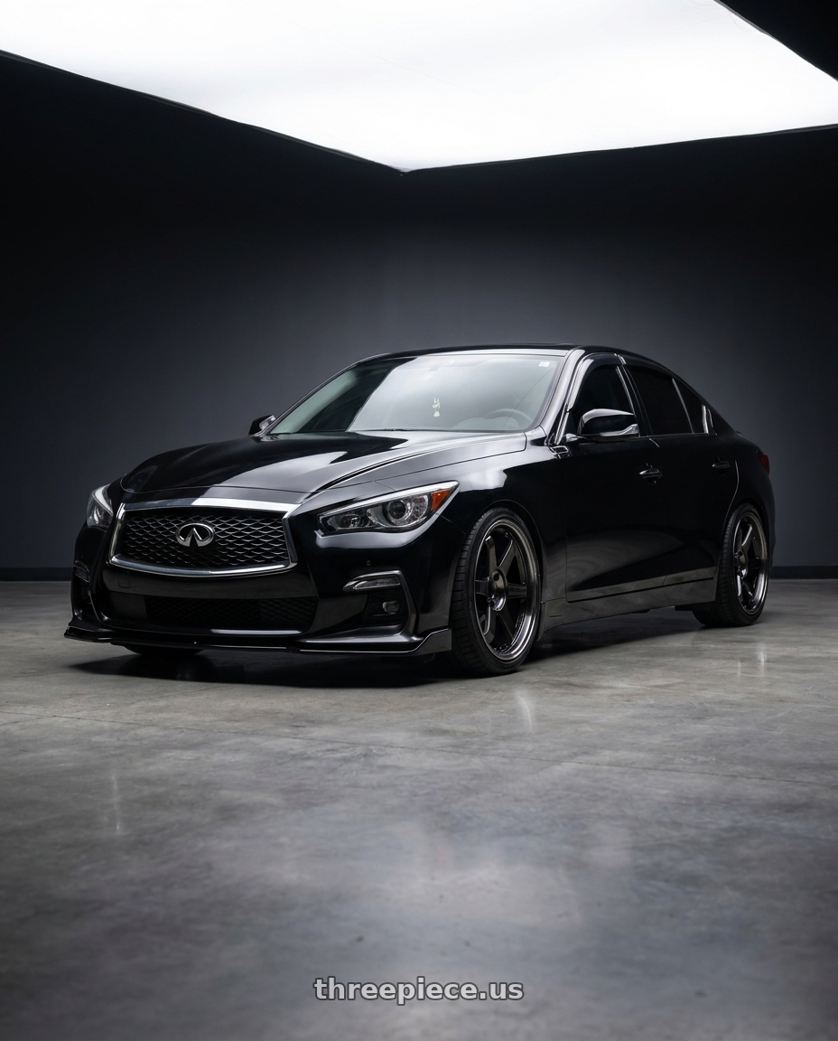2023 Infiniti q50 with Volk Racing TE37SL 5x114.3 19x10.5+12 Pressed Double Black wheels