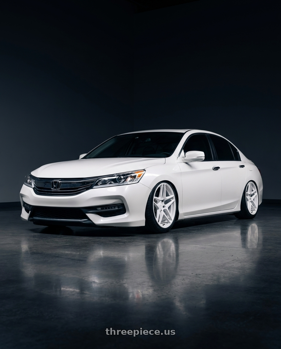 2016 Honda accord with Kansei K15W Astro 5X100 18x9.5 35 Gloss White wheels